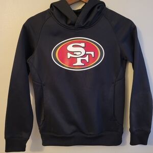 NFL SF 49ers Youth Black Hoodie, Holiday Gift, Like New, Medium/8-10
